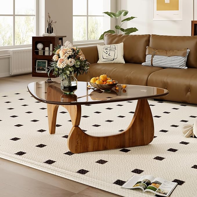 Glass Coffee Table for Living Room Mid Century Modern Triangle Center Table - Image 4