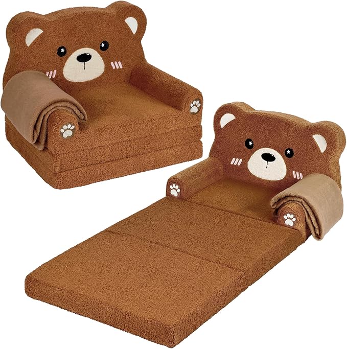Kids Couch, 2-in-1 Soft Toddler Couch Fold Out by Unknown