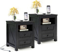 Vipbear Nightstand Set of 2, 18” Wide Farmhouse Night Stand by VipbearLiving