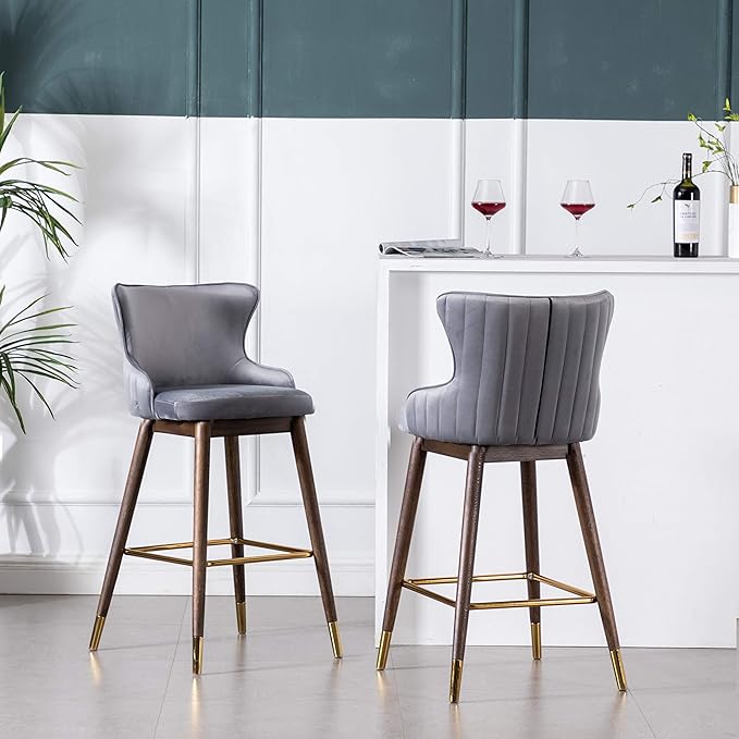 Roundhill Furniture Leland Fabric Upholstered Wingback Bar Stools - Image 6