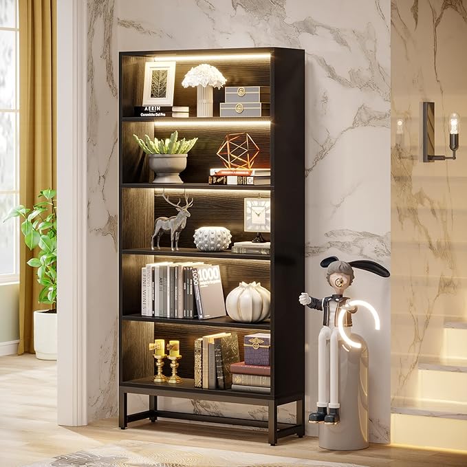 Tribesigns Tall Bookcase Black Bookshelf, 70.8” Large Bookcases Organizer - Image 5
