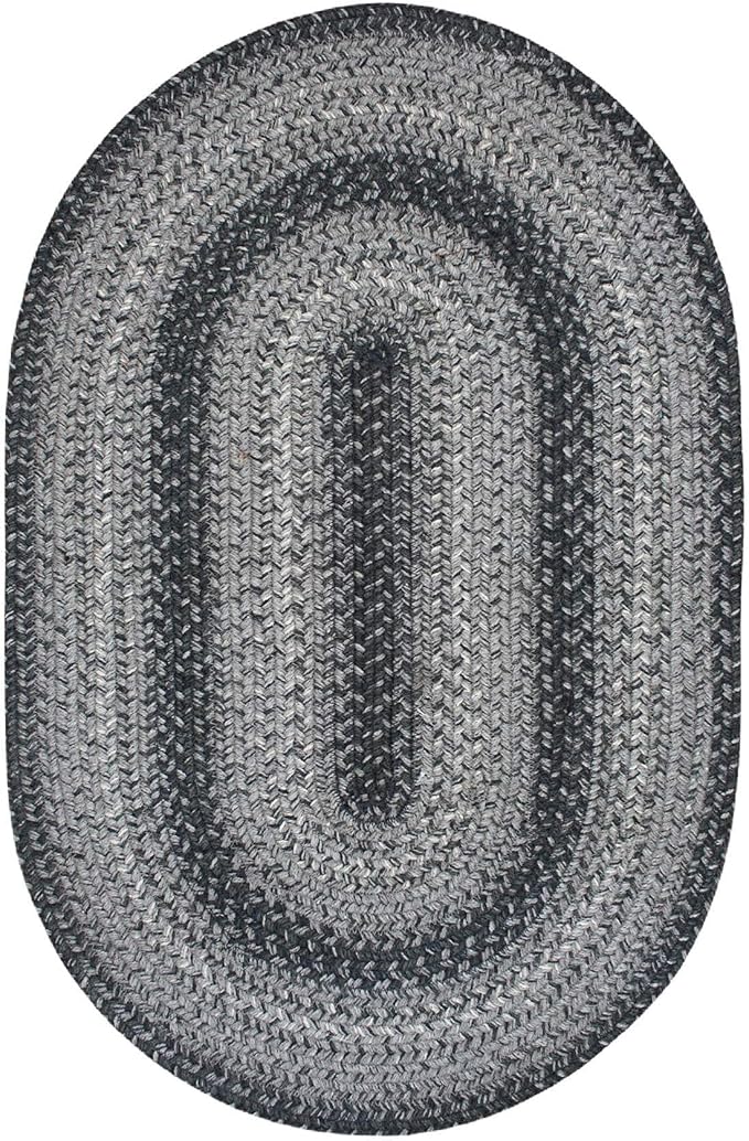 Flint Hill Grey Oval Braided Rug, 2x3' - Image 8