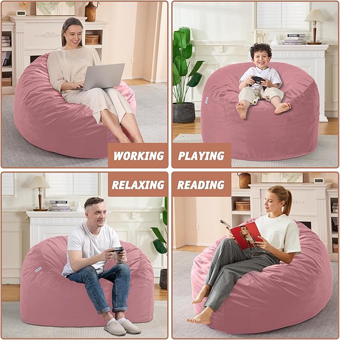 3FT Bean Bag Chair with Ultra Soft Velvet Cover Bean Bag Sofa with Memory Foam - Image 6