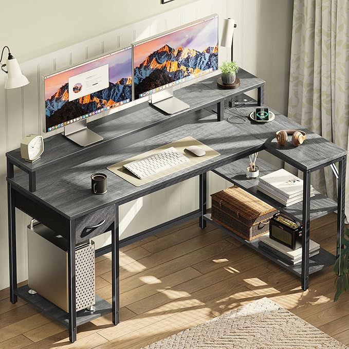 SUPERJARE 53 inch Reversible L Shaped Desk - Image 9