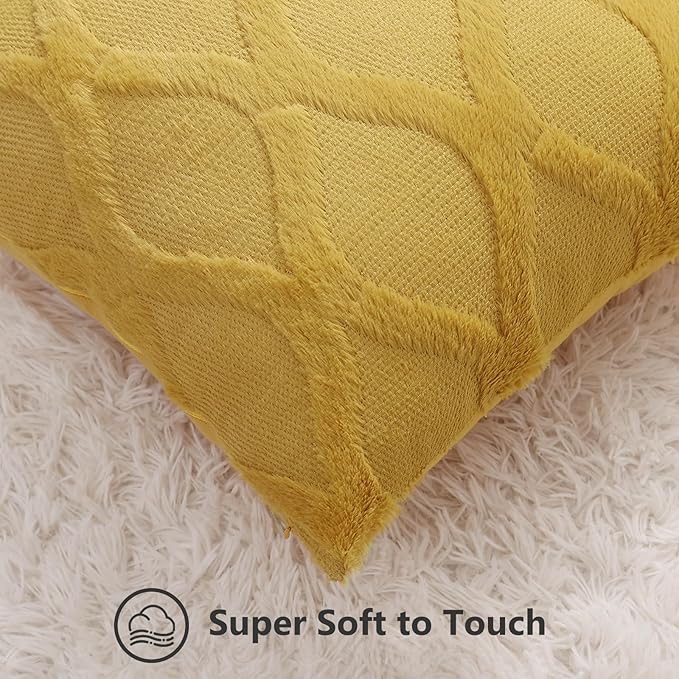 decorUhome Fall Throw Pillow Covers 24x24 Inch Set of 2, Soft Plush Faux Fur - Image 2
