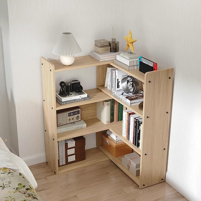 Open Shelf Low Bookcase, Wooden 4-Tier Floor Standing Expandable 25-47 inch - Image 4
