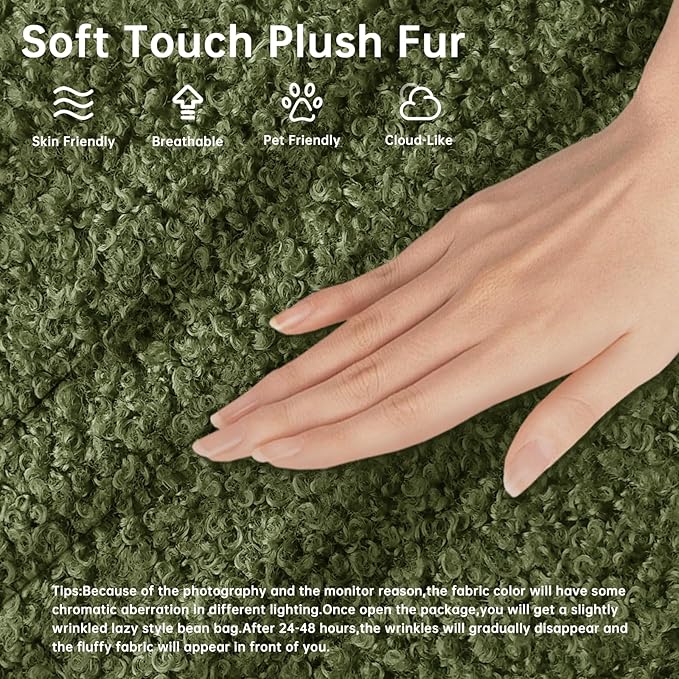 Bean Bag Chairs for Adults, BeanBag Reading Chair Memory Foam Couch, Floor - Image 3