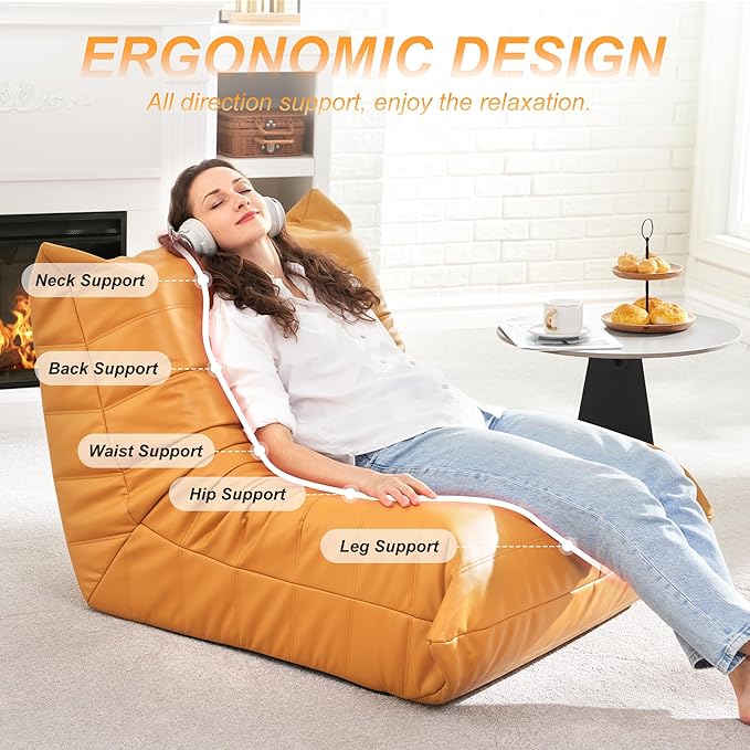 Hobestluk Giant Bean Bag Chair Lazy Floor Sofa, Memory Foam Fireside Sofa - Image 4