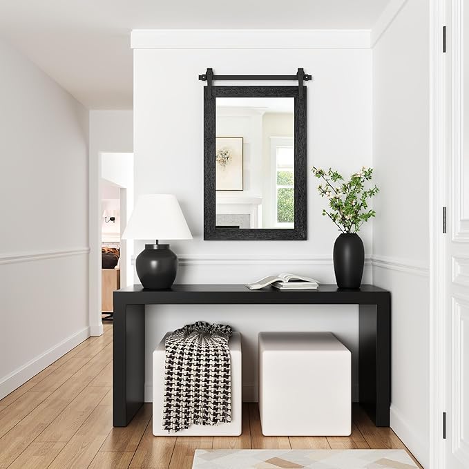 Farmhouse Bathroom Mirrors 26”x40” Black Rustic Wall Decor Mirror - Image 2