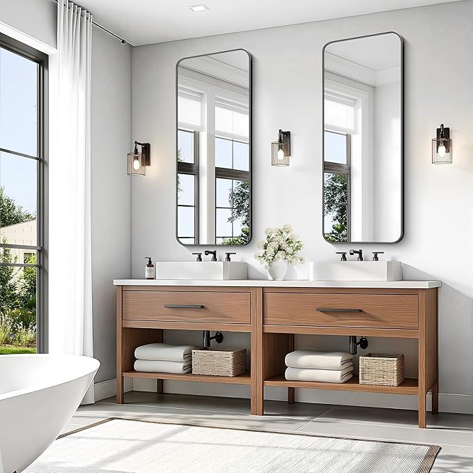 KOCUUY Black Rectangle Mirror, Classic Design of Upgraded Shatterproof Glass - Image 5