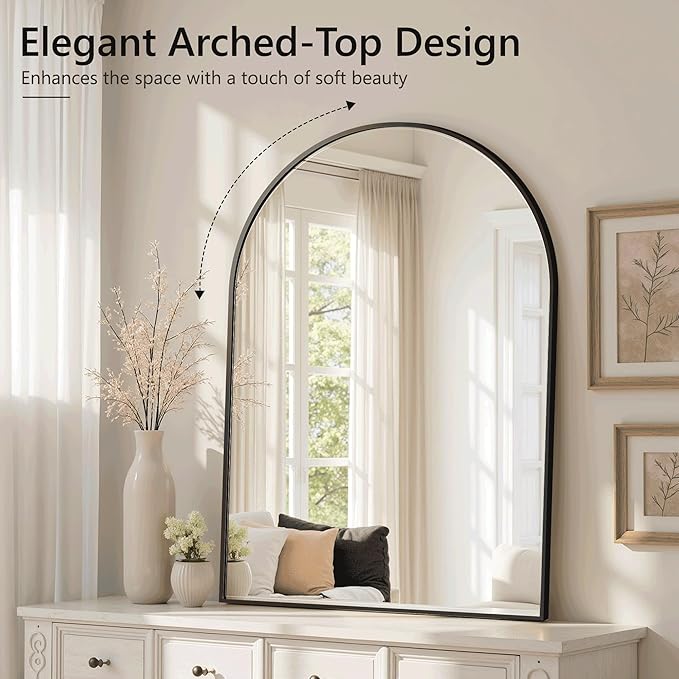 Arched Bathroom Mirror for Wall, Mirror for Vanity, Metal Frame - Image 4