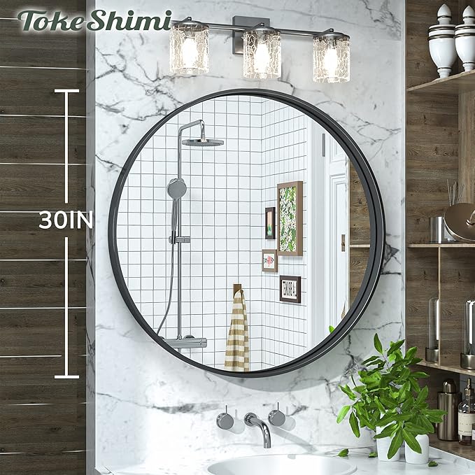 TokeShimi Black Round Mirror 30 Inch Black Circle Wall Mirror Non-Rusting - Image 5