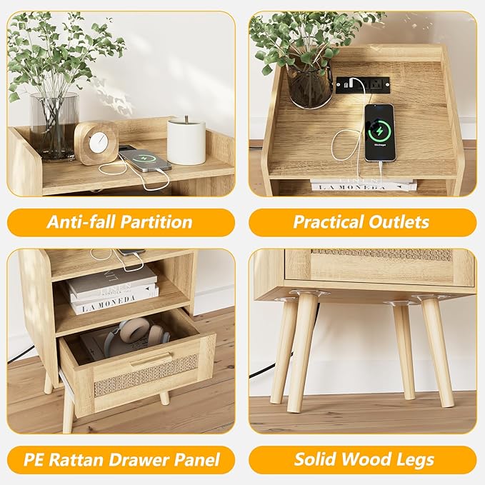 Masupu Nightstand, Small Bedside Table - Image 7