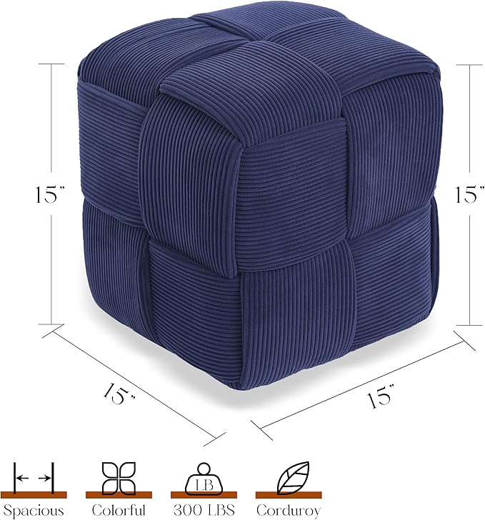 Ottoman Foot Rest Soft and Comfortable Ottoman Square Corduroy Woven Design - Image 3