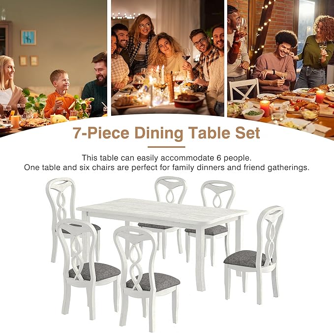 7-Piece Solid Wood Dining Table Set - Image 8