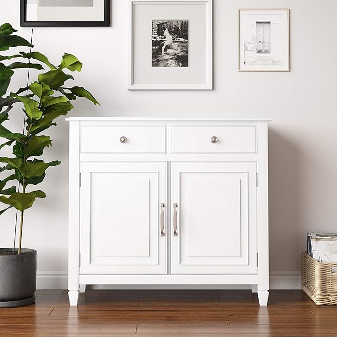 SIMPLIHOME Connaught 40-inch Wide Solid Wood Storage Cabinet in White - Image 2