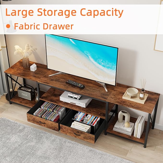 TV Stand with Fabric Drawers for 80 85 Inches TV - Image 7