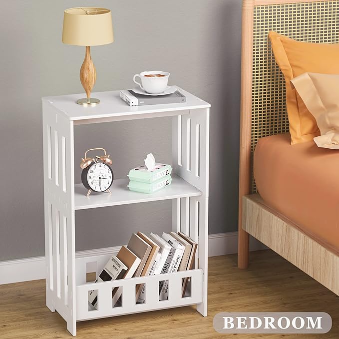 3-Tier End Table Night Stand Set of 2, Small Bookshelf Bedside Table - Image 5