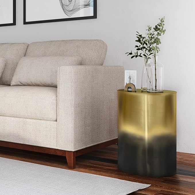 SIMPLIHOME Curtis Industrial 16 inch Wide Metal Metal Cylinder Accent Table in - Image 2