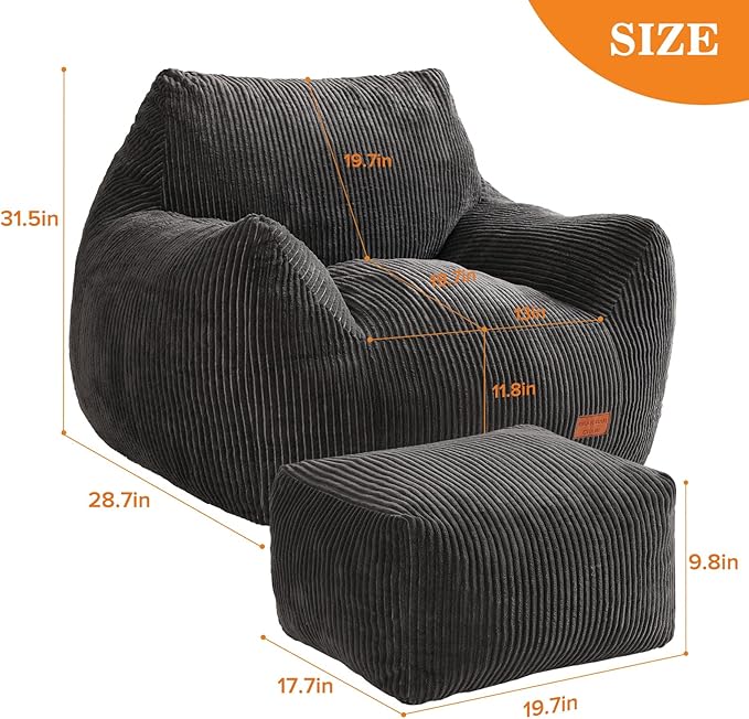 Big Bean Bag Chair for Adults & Kids, Ultra Soft Living Room Bean Bag - Image 2