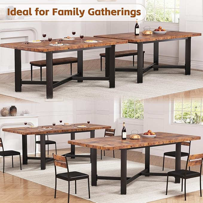 Dining Table for 4-6, 62“Extendable Round Kitchen Dining Room Table, Space - Image 6