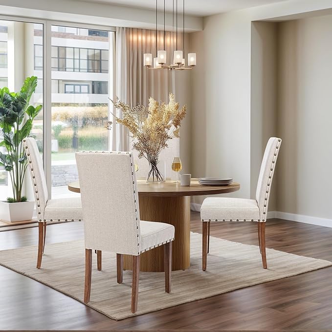 Parsons Kitchen Dining Chair Set Room Modern Upholstered Stylish Fabric High - Image 2