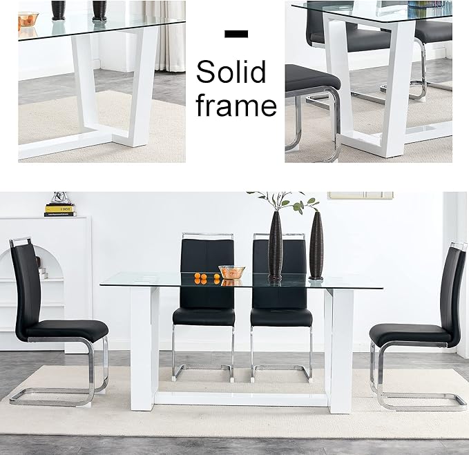 63" Modern Glass Dining Table - Image 3