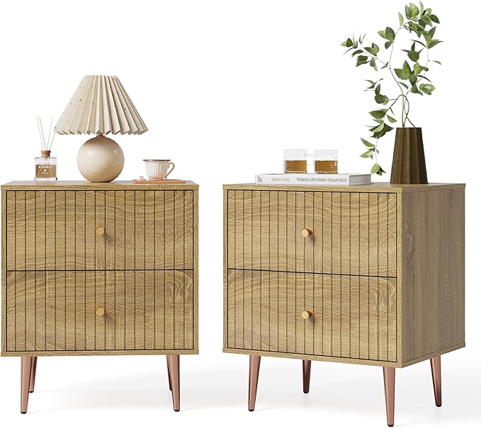 Wood Night Stand Set 2, Modern Bedside Table - Image 9