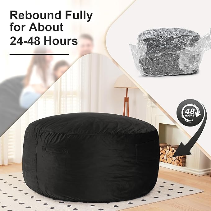 HABUTWAY Bean Bag Chair: Giant 6' Memory Foam Furniture Bean Bag Chair - 6Ft - Image 6