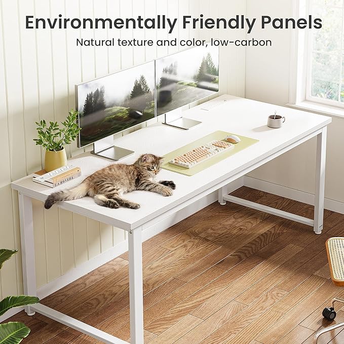 Huuger 55 x 24 inch Desk with Power Outlets & USB-C, Deeper & Thicker Desktop - Image 4