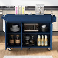 53" Kitchen Island with Drop Leaf, Dining Storage Cart W/Spice Rack, Towel Rack by Unknown