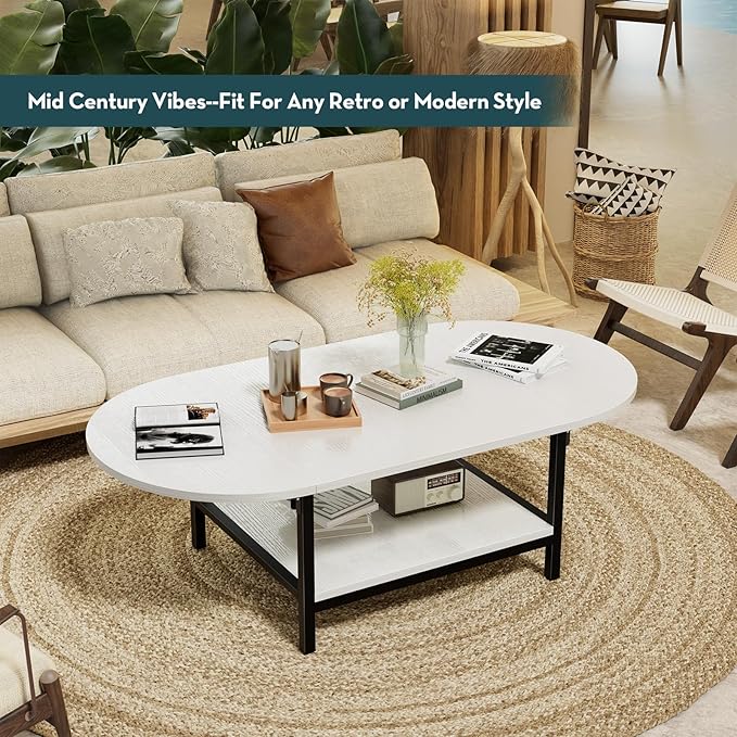 SAYGOER Modern Coffee Table White Extended Coffee Tables - Image 5