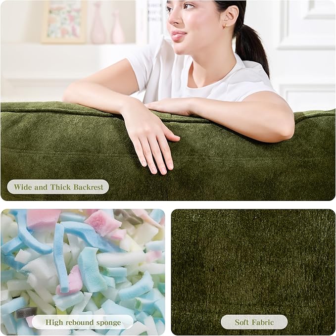 Bean Bag Chair with Ottoman, Comfy Bean Bag Sofa with Memory Foam, Lazy BeanBag - Image 7