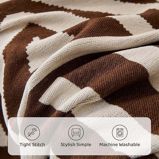 STACYPIK Boho Chocolate Beige Sofa Cover Anti-Slip Reversible Couch Cover - Image 3