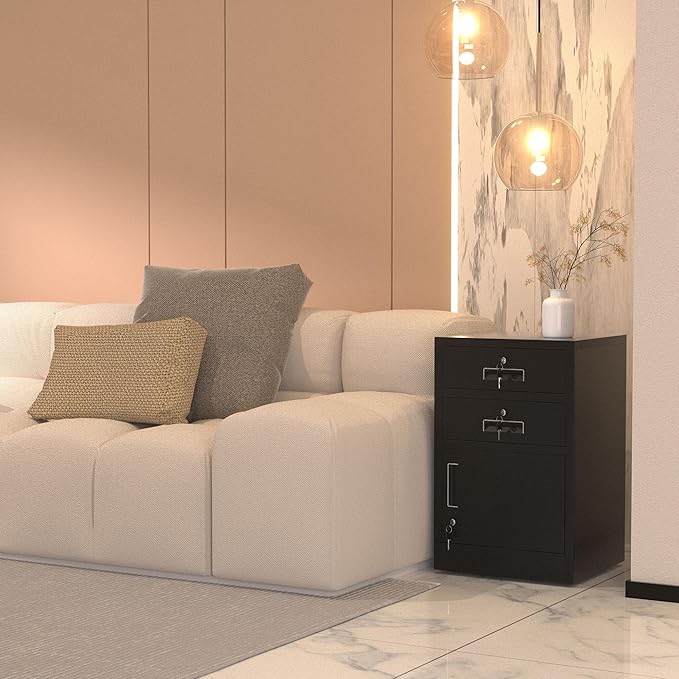 Metal Storage Cabinet with Locking Door and 2 Lockable Drawers - Image 4