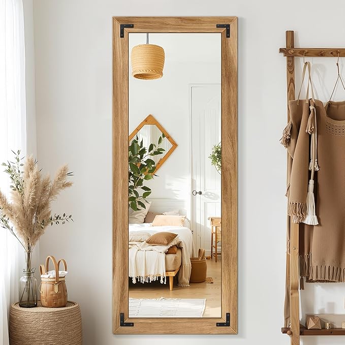 Full Length Mirror with Wooden Frame, Bedroom Decor, Hanging or Leaning - Image 7