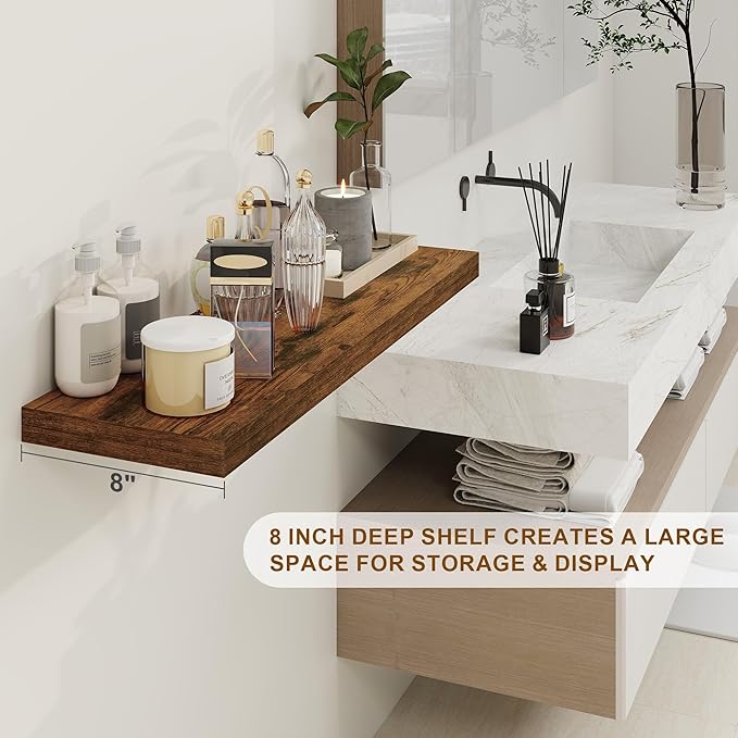 30 Inch Floating Shelves, Rustic Floating Wall Shelves 8 Inch Deep, 30 x 8 - Image 4