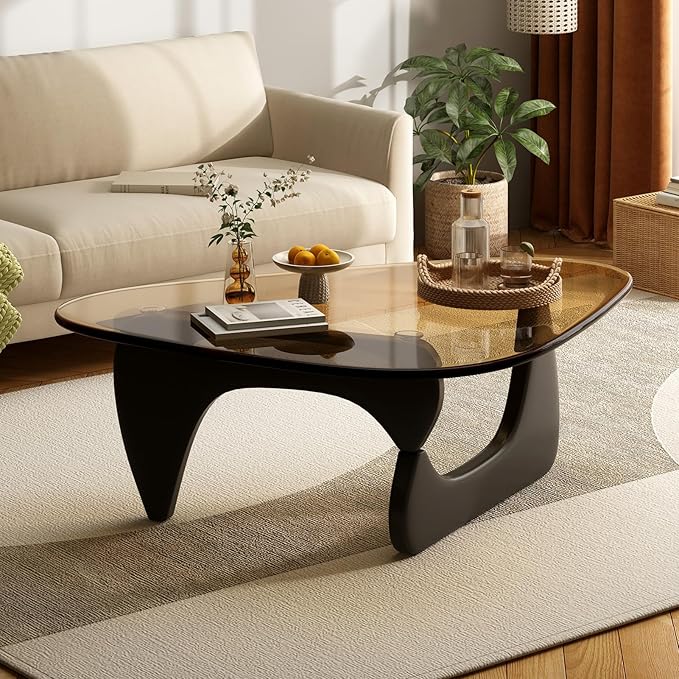 Glass Coffee Table for Living Room Mid Century Modern Triangle Center Table - Image 7