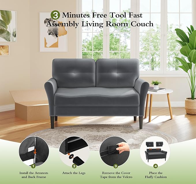 Small Sofa Couch, Soft Velvet Love Seat Couches, Small Couch - Image 7