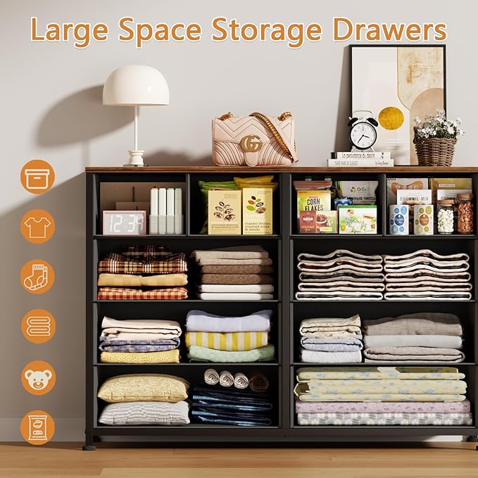 Furnulem Bedroom Dresser for 55”Long TV Stand, 10 Storage Organizer Dressers & - Image 5
