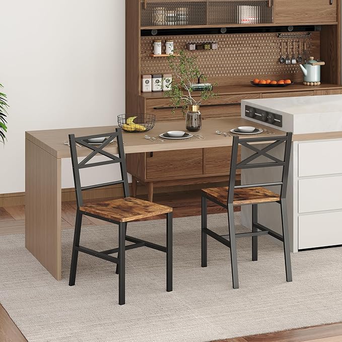 Dining Chair Set of 2, Rustic Wooden Kitchen Chairs - Image 7
