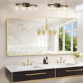 55x30 Inch Gold Bathroom Mirror, Metal Framed Gold Rectangle Mirrors, Rounded by WelcometoCIVENO