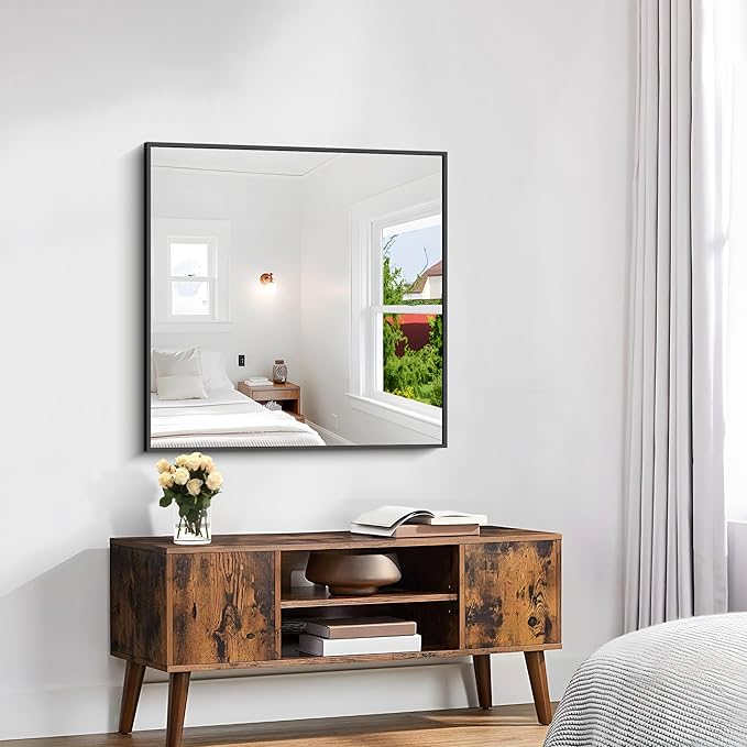 KOCUUY Bathroom Mirror, 30x30 Square Black Mirror - Image 2