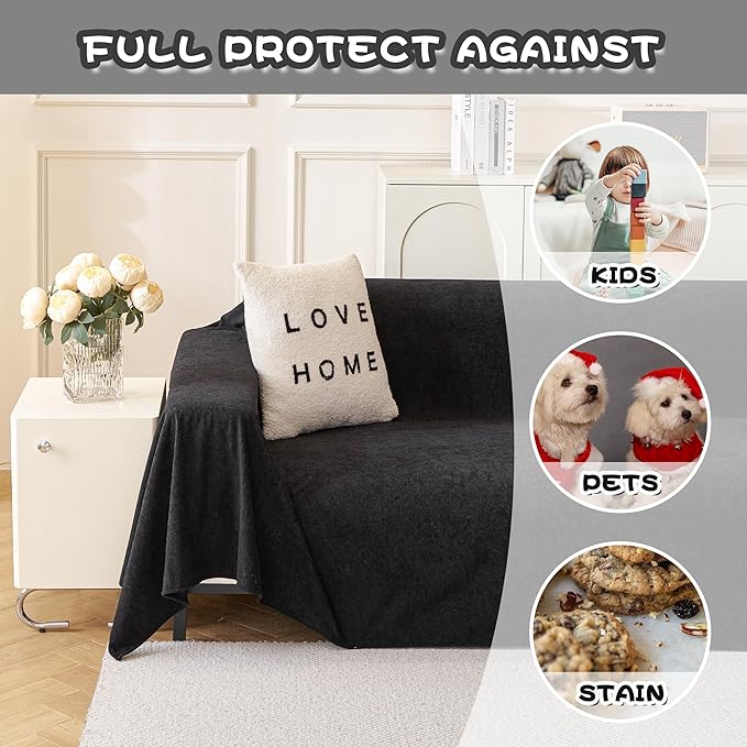 MYSKY HOME Black Couch Covers for Sectional Sofa, Couch Cover L Shape Couch - Image 3