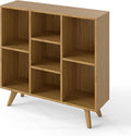 Manora Bookshelf with 7 Open Storage Cubes, Wooden Bookcase Organizer, Rustic by manora