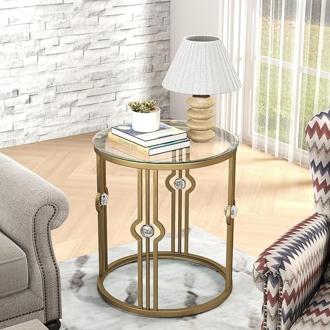 OIOG Glass Side Table Set of 2, Living Room End Table - Image 2