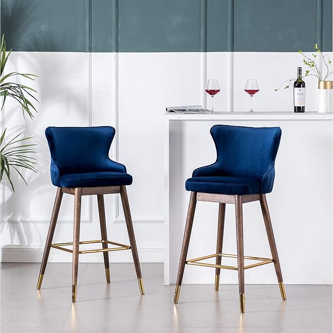 Roundhill Furniture Leland Fabric Upholstered Wingback Bar Stools by RoundhillFurniture