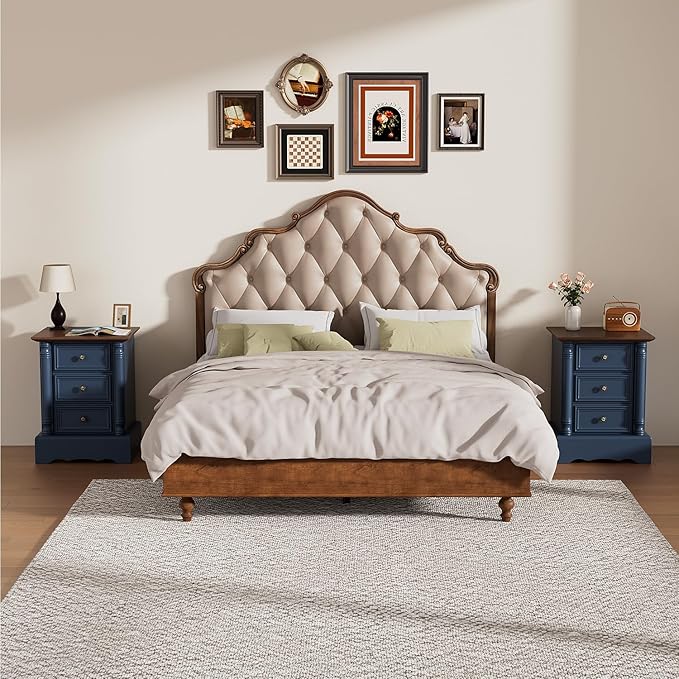 Nightstand with 3 Drawers, Rustic Night Stand 18' Wide Side Table with Storage - Image 7