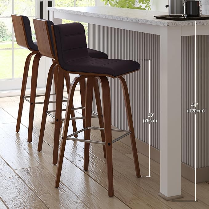 Vienna 30" Swivel Bar Stool in Walnut Wood Finish - Image 14