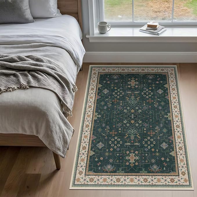 Dark Green Oushak 3x5 Large Entryway Rug - Image 5